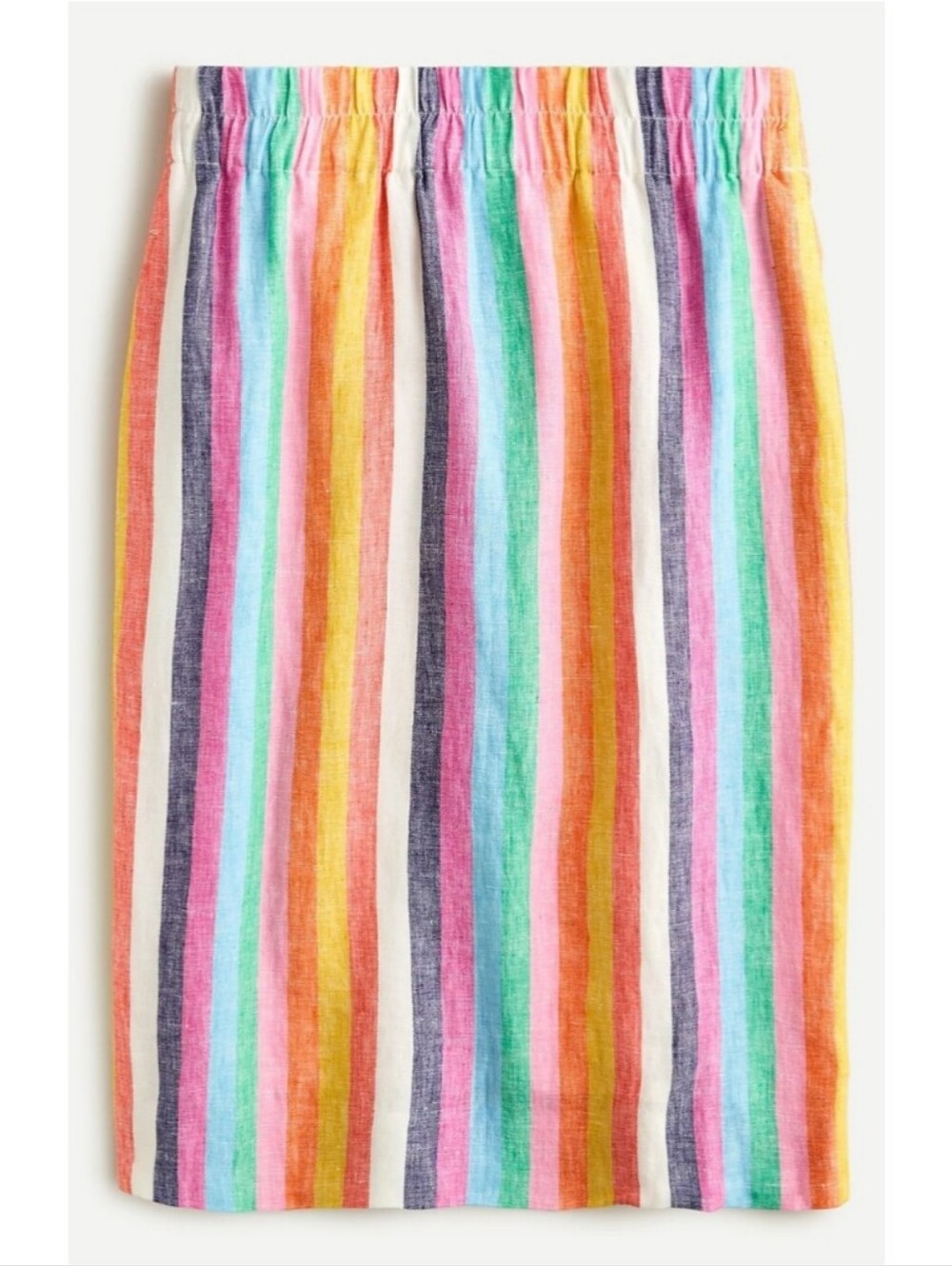J.Crew Pull-On Linen Skirt in Rainbow Stripe